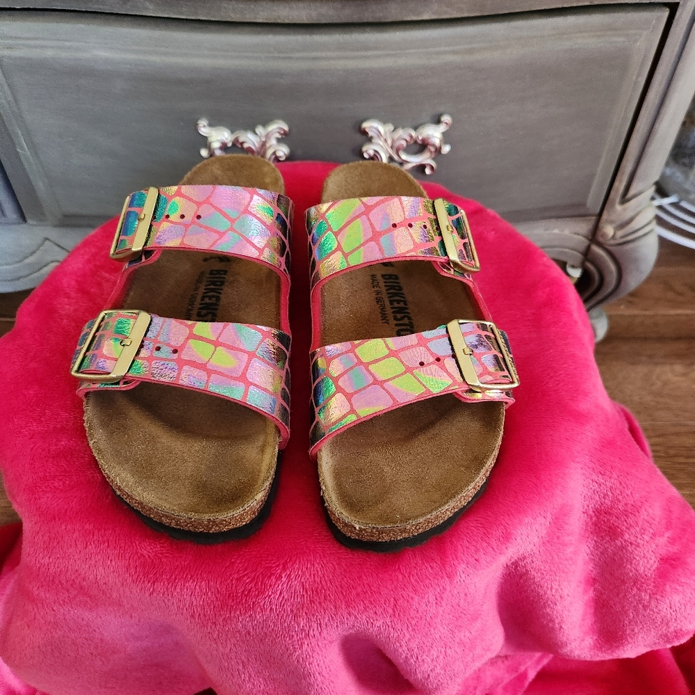 Birkenstock Arizona Gator Gleam Pink